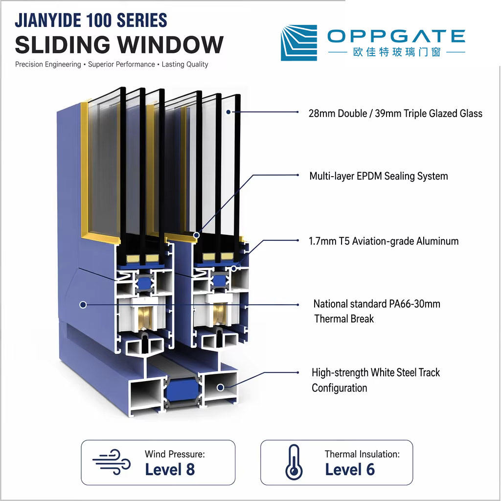 Thermal Break Balcony Sliding Door - Exterior Perspective View | OPPGATE