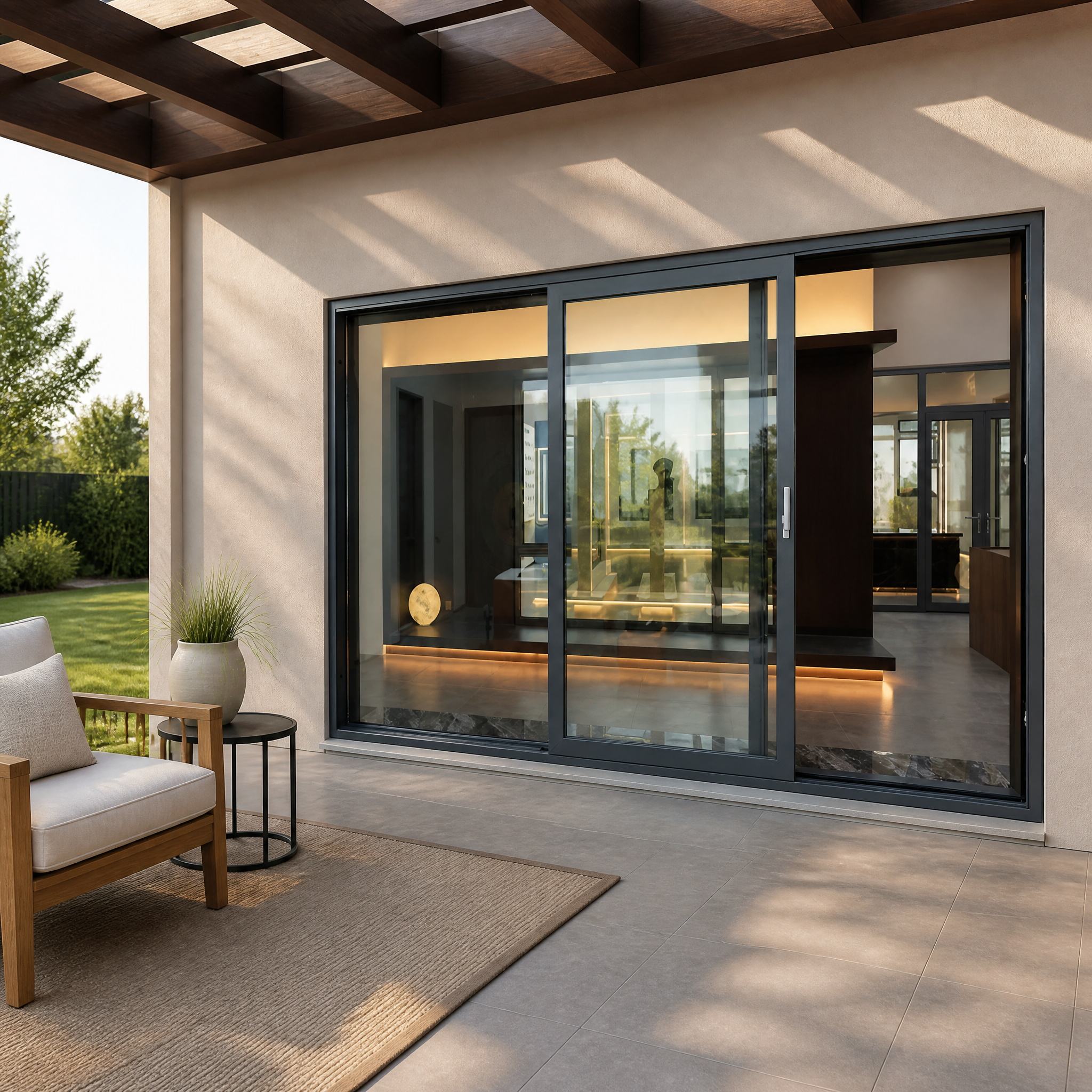 Aluminum Frame Glass Door - Exterior Perspective View | OPPGATE