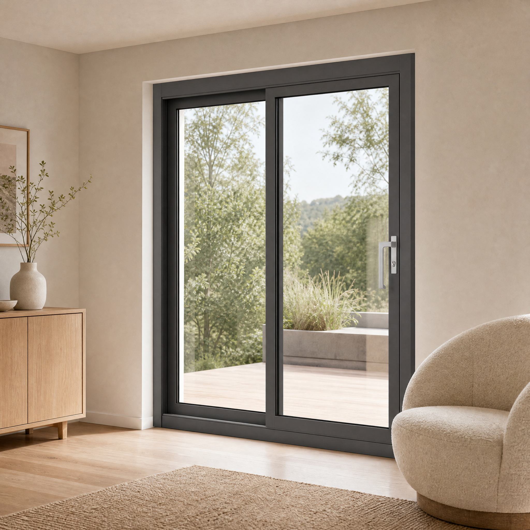 Side Pressure System Mall Entrance Sliding Door - Exterior Perspective View | OPPGATE