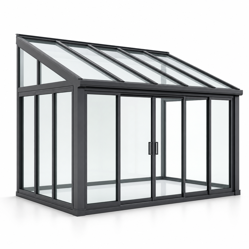 Heavy Duty Aluminum Structural Beam Glass Sol - Exterior Perspective View | OPPGATE