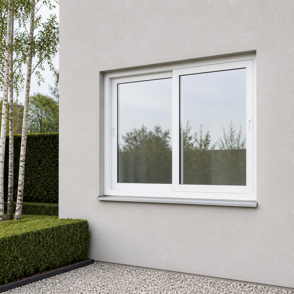 Custom UPVC Sliding Window - Exterior Perspective View | OPPGATE
